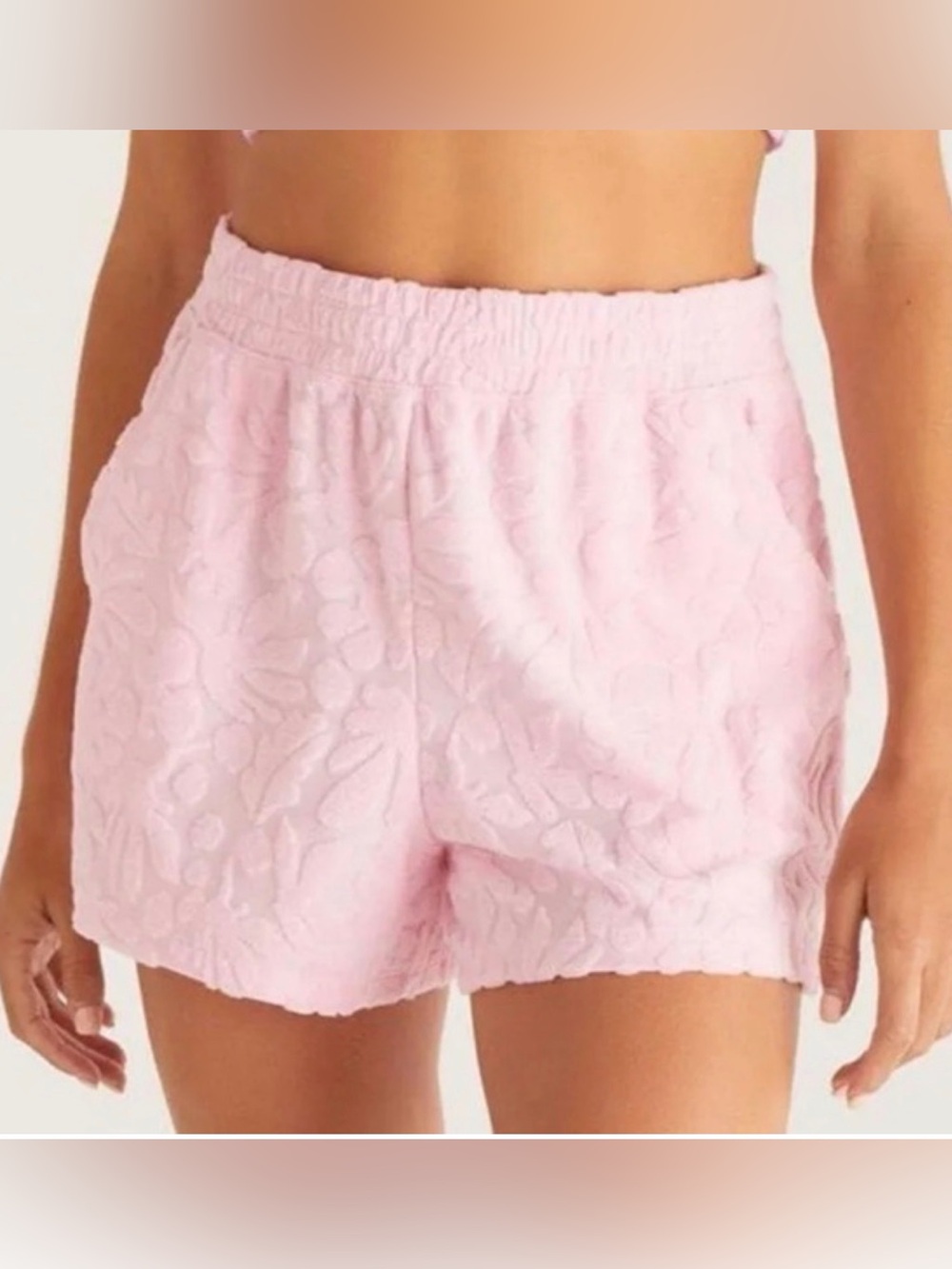 Z supply resort terry floral shorts pink S